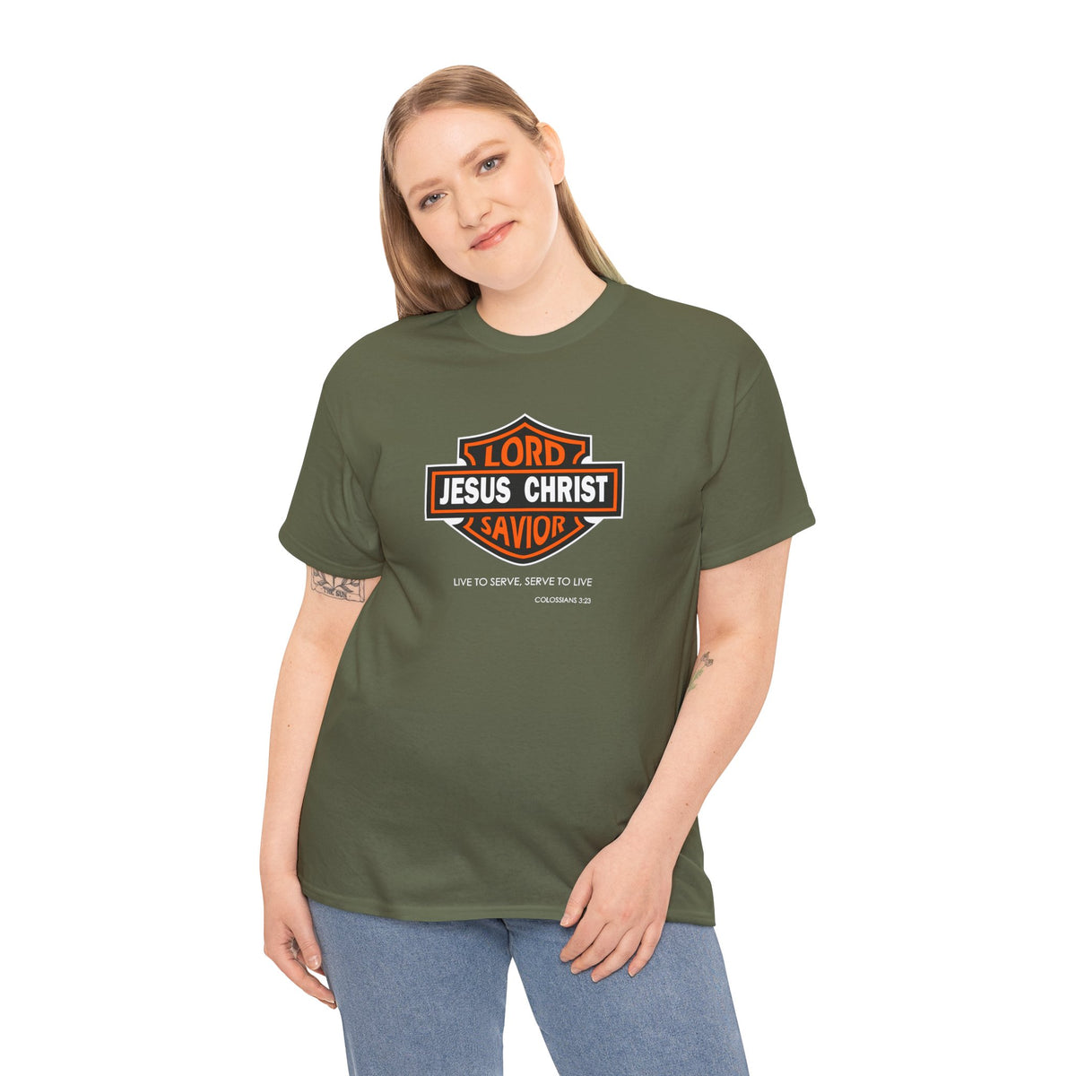 Jesus Christ Savior T‑Shirt — Lord Savior Motorcycle Shield Design