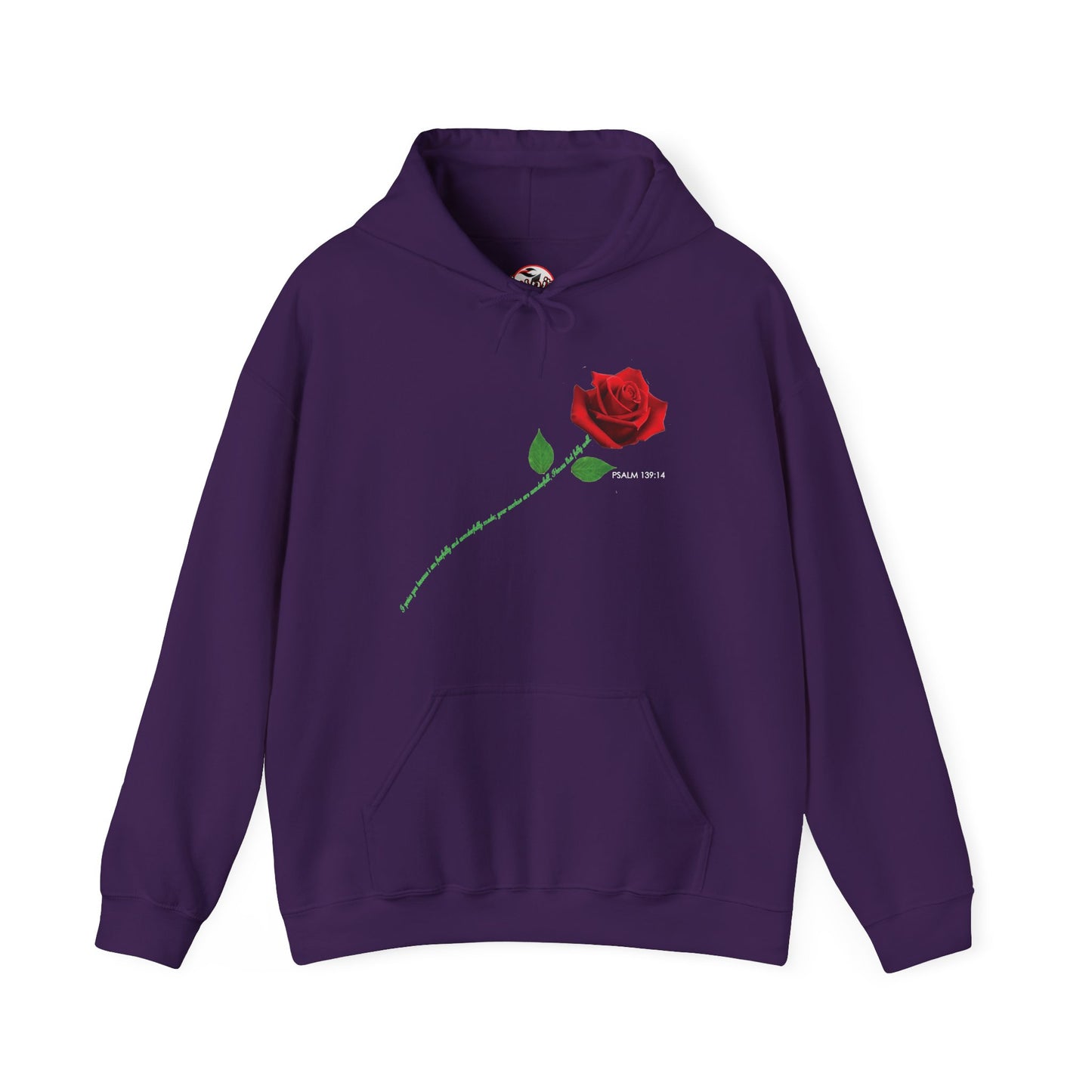 "Fearfully and Wonderfully Made" Rose Graphic Pullover Hoodie