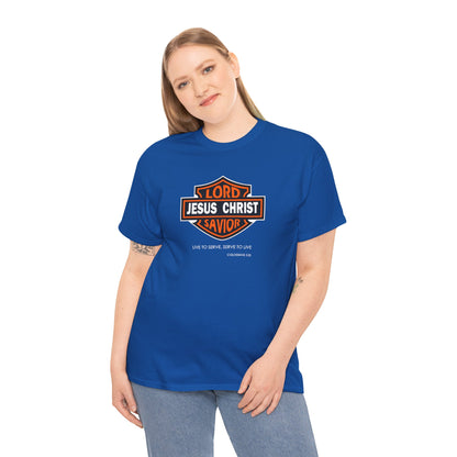 Jesus Christ Savior T‑Shirt — Lord Savior Motorcycle Shield Design