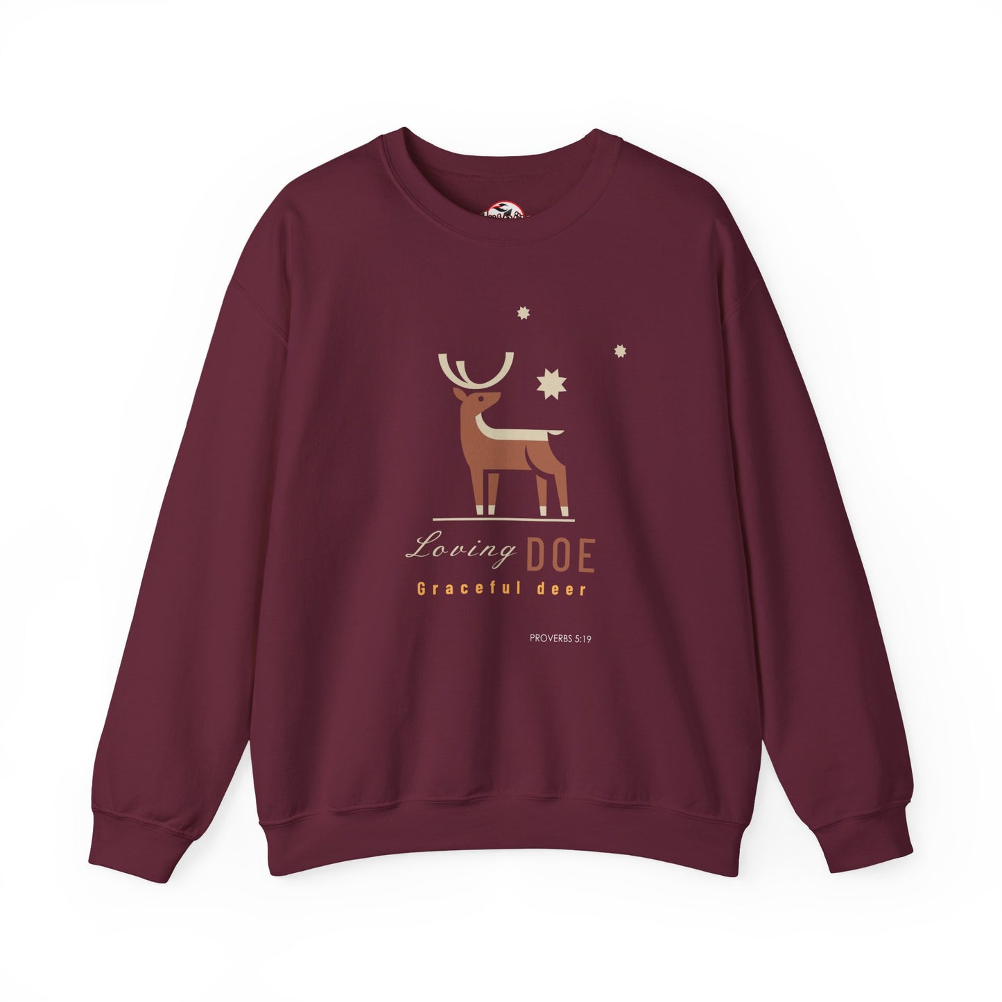 "Loving Doe Graceful Deer" Women's Inspirational Crewneck Sweatshirt