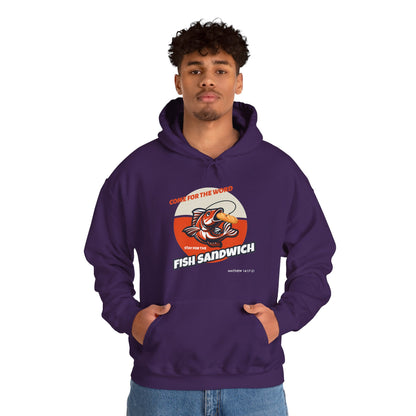 "Come for the Word, Stay for the Fish Sandwich" Graphic Hooded Sweatshirt