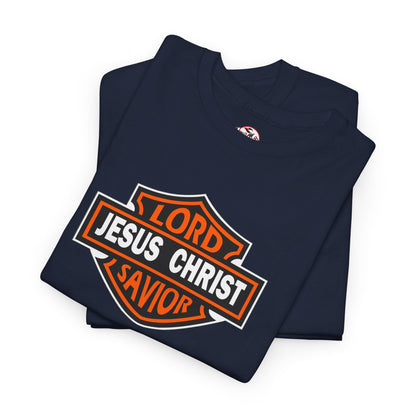 Jesus Christ Savior T‑Shirt — Lord Savior Motorcycle Shield Design