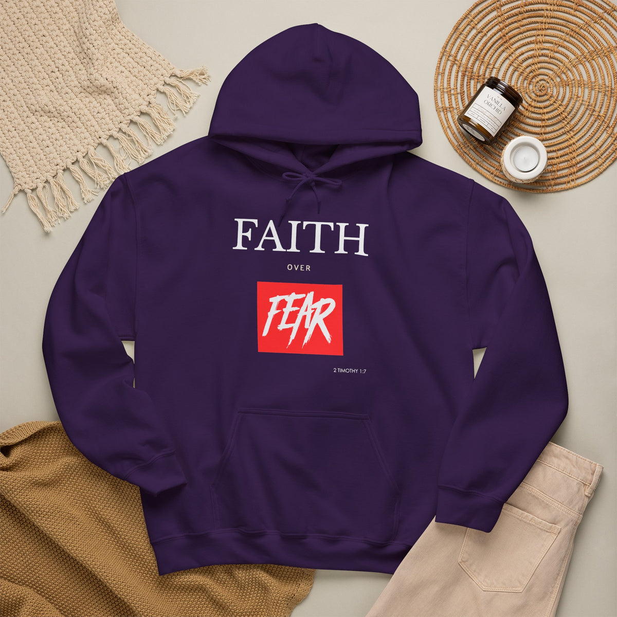 "Faith Over Fear" Inspirational Pullover Hoodie