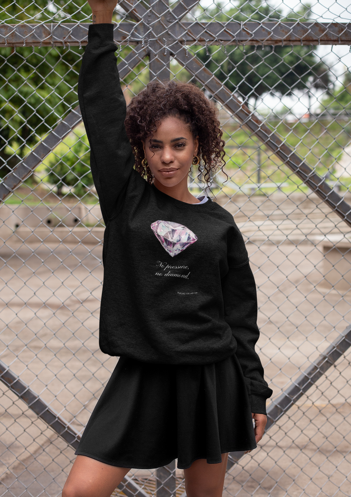 "No Pressure, No Diamond" Inspirational Crewneck Sweatshirt