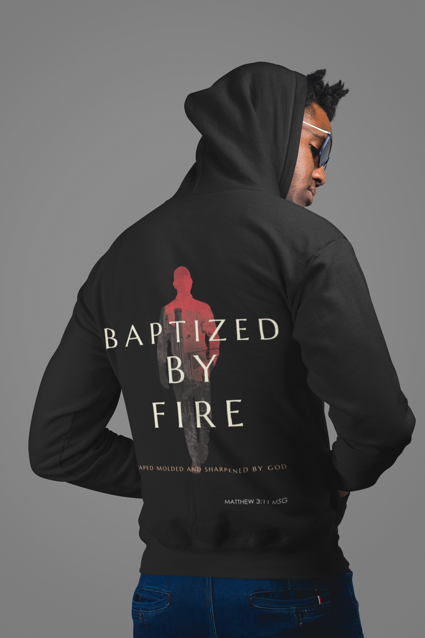 Baptized by Fire All-Over Print Men's Thicken Pullover Hoodie