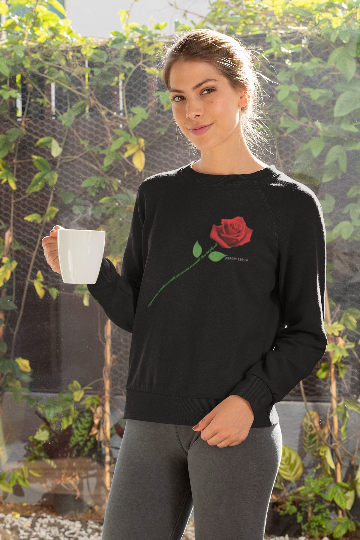 "Fearfully and Wonderfully Made" Rose Crewneck Sweatshirt