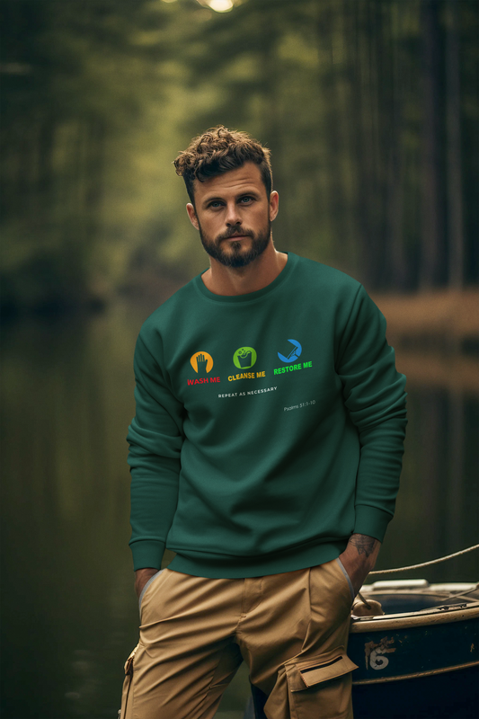 Wash Me, Cleanse Me, Restore Me Motivational Crewneck Sweatshirt