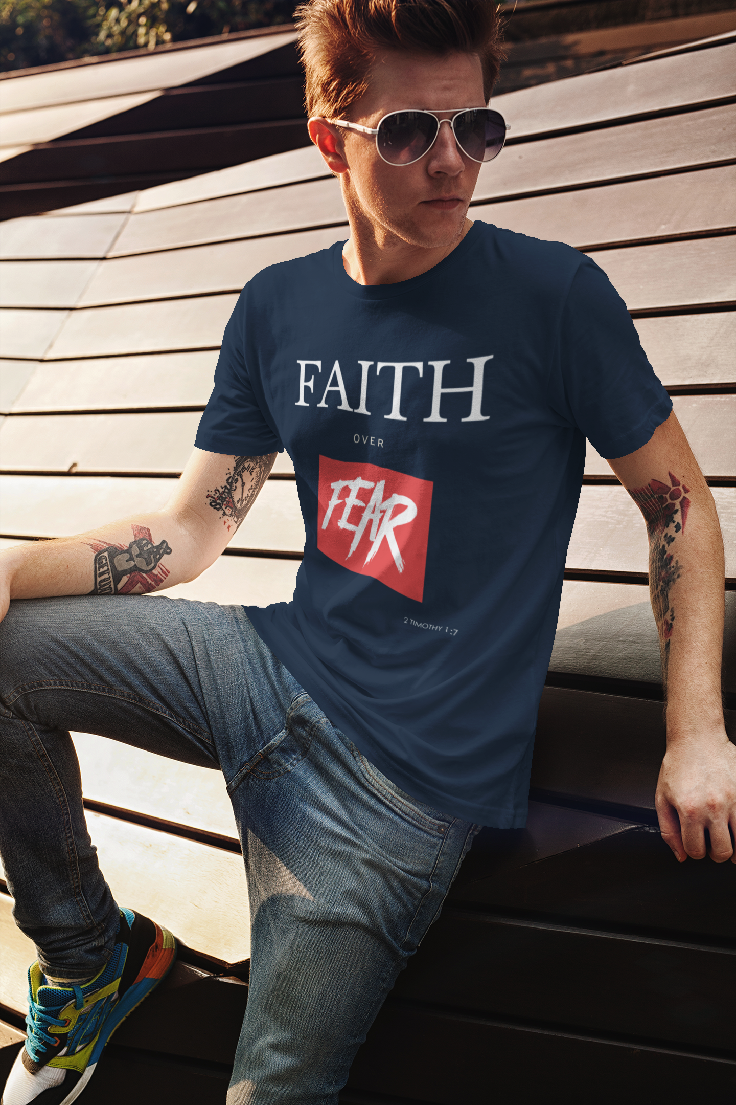 Faith Over Fear Men's Unisex Heavy Cotton Tee