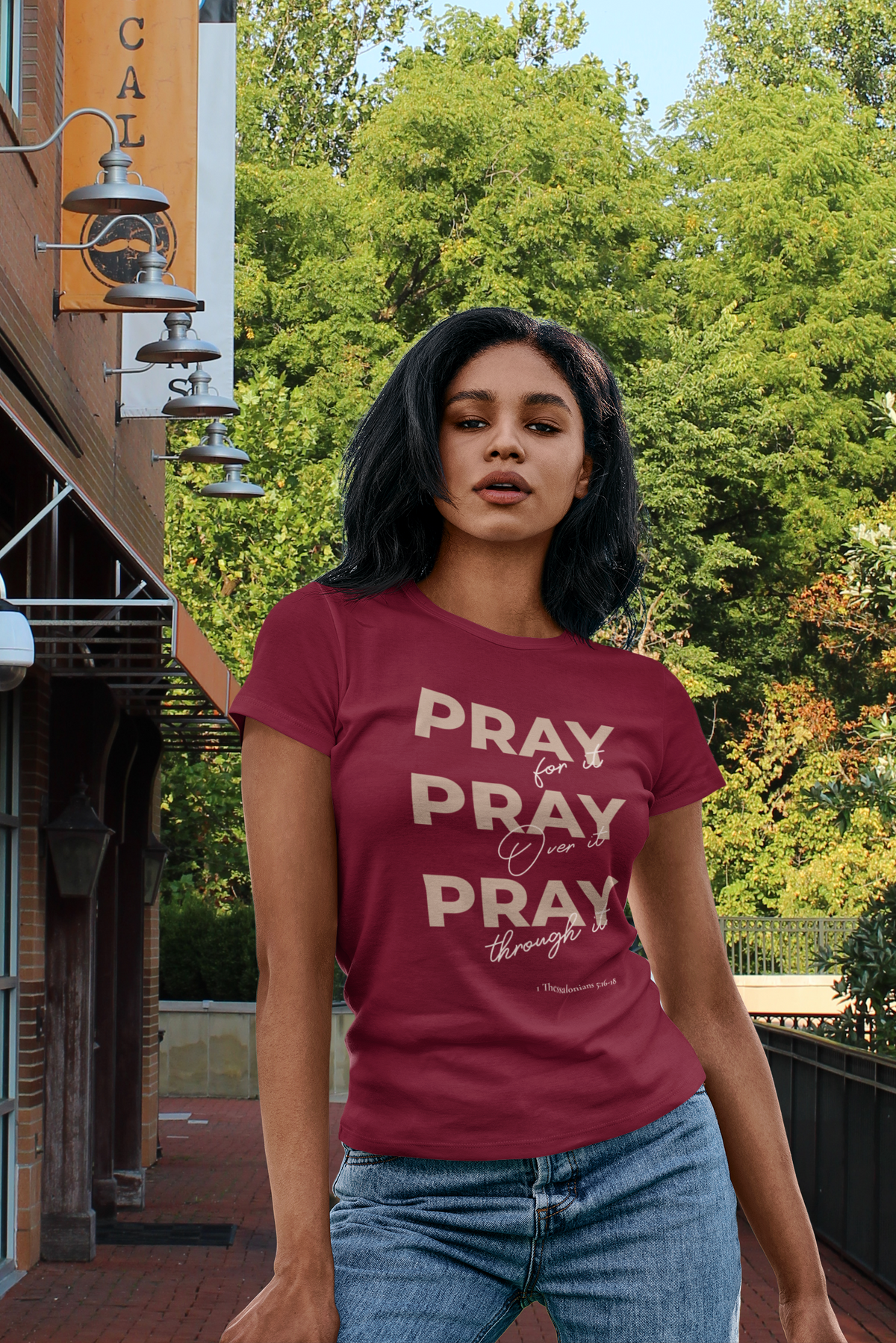 "Pray for it, Pray over it, Pray through it" Motivational Graphic T-Shirt